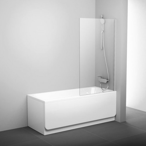 Sienelė vonios PVS1-80 satinas+stiklas Transparent-Vonios ir apdaila-Vonios ir jų priedai