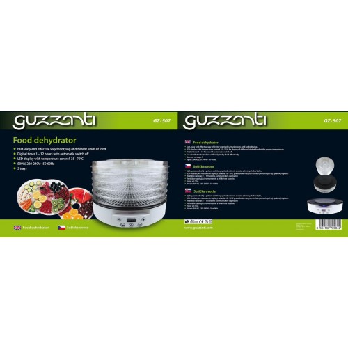 Vaisių džiovyklė Guzzanti GZ-507-Vaisių džiovyklės-Maisto ruošimo prietaisai