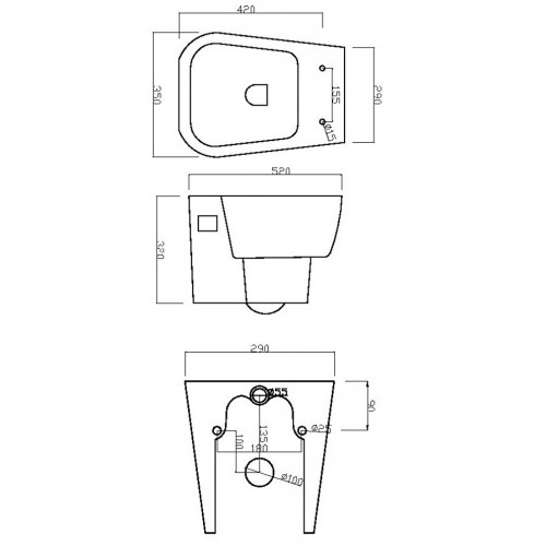 Unitazas pakabinamas, baltas W311-WC potinkiniai rėmai ir jų atsarginės dalys-Vonios ir jų