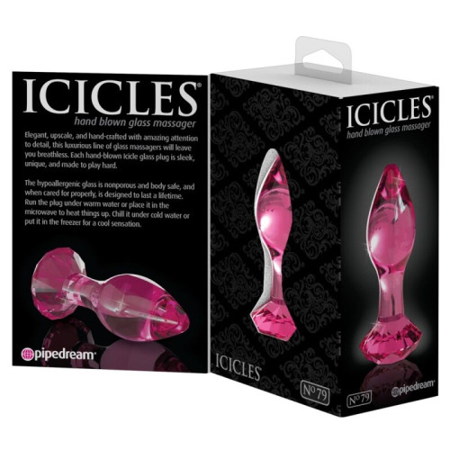 Icicles No. 79 kaištis Deimantas (stiklas/rožinė)-Stikliniai-Falo imitatoriai