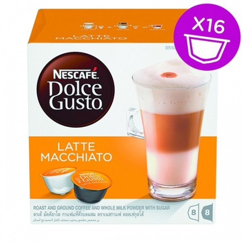 Nescafe Dolce Gusto Latte Macchiato kava 16 kapsulių dėžutėje-Kavos kapsulės-Kava, kakava