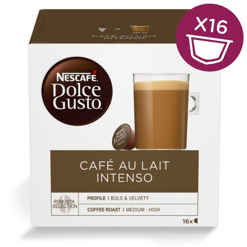 Nescafe Dolce Gusto Café Au Lait Intenso kava 16 kapsulių dėžutėje-Kavos kapsulės-Kava, kakava