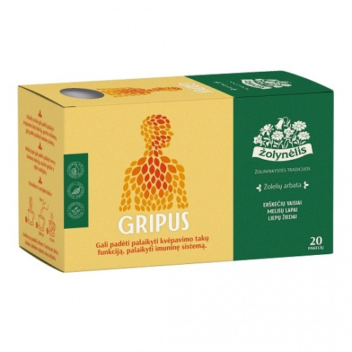 Žolynėlis žolelių arbata Gripus, 30g (1,5x 20)-Vaisinė arbata-Arbata