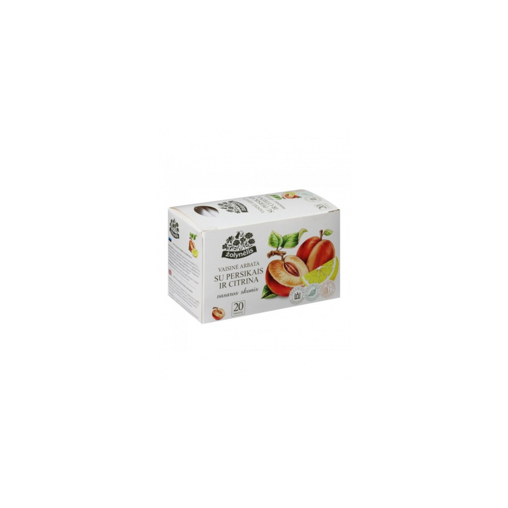 Žolynėlis vaisinė arbata Vasaros Skonis su persikais ir citrina, 40g (2g x20)-Vaisinė