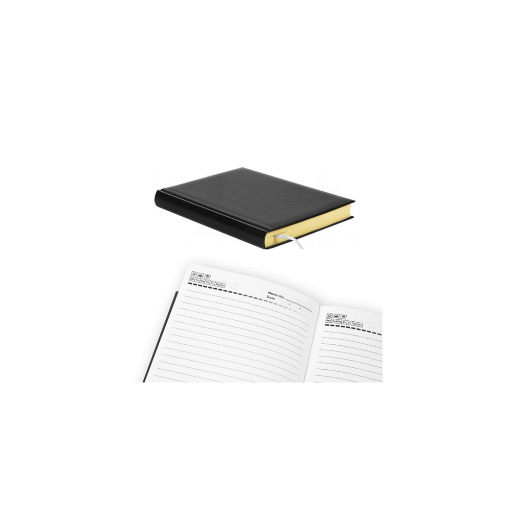 Darbo knyga Forpus, A5/360, be datų, PVC viršelis, juoda, geltoni lapai-Kalendoriai ir darbo