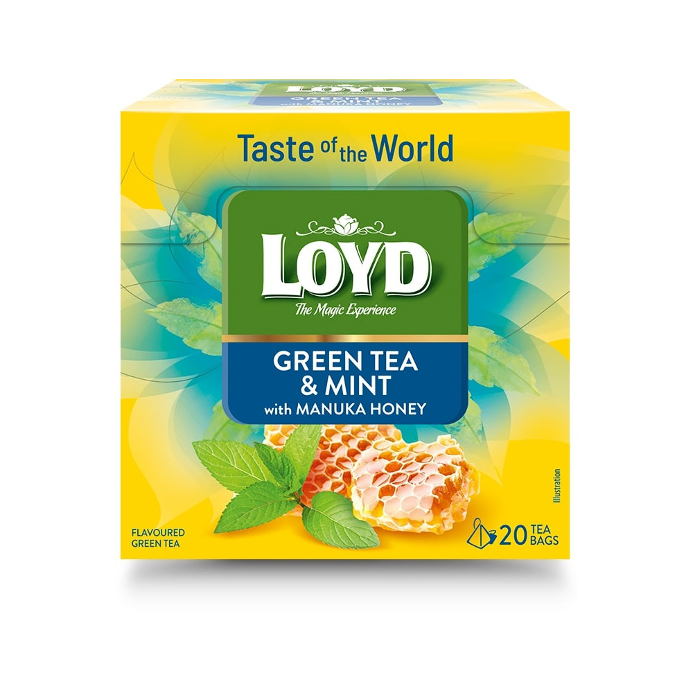 Aromatizuota žalioji arbata LOYD mėtos ir Manuka medaus skonio, 20x1,7g-Žalioji arbata-Arbata