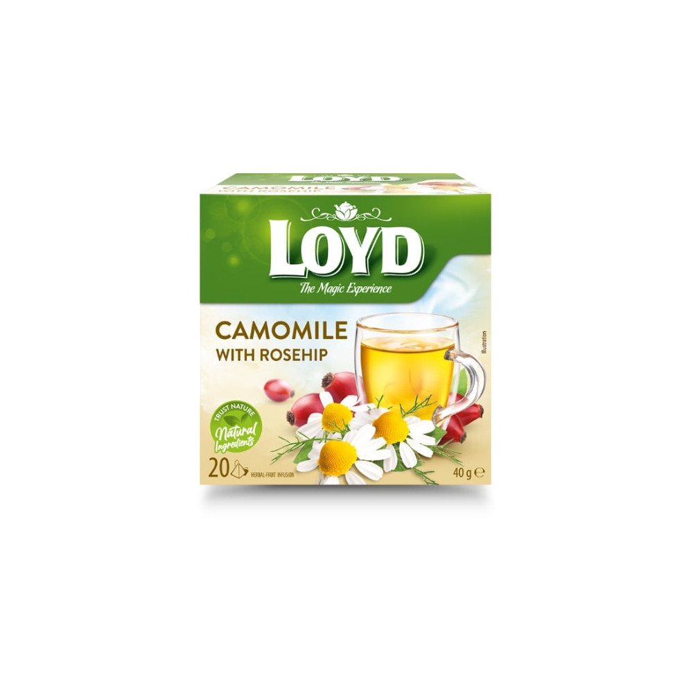 Arbata LOYD, ramunėlių ir erškėtrožių skonio, 20x2 g-Žolelių arbata-Arbata