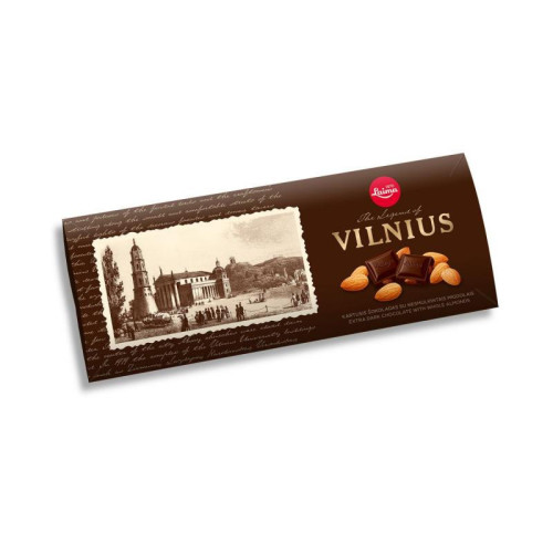 Juodasis šokoladas LAIMA, Vilnius, su migdolais, 190g-Šokoladas-Saldumynai