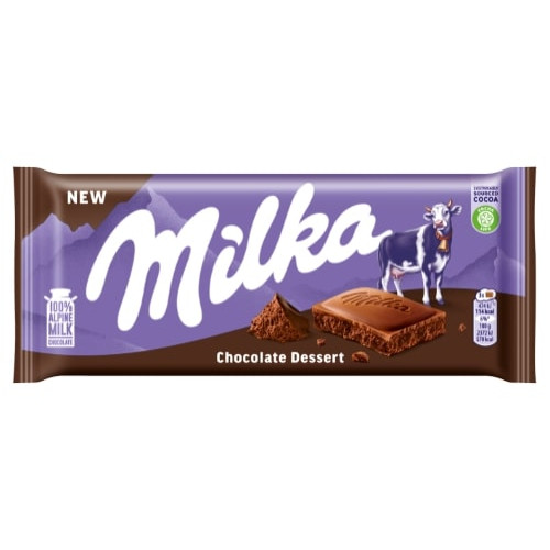 Pieninis šokoladas MILKA, iš Alpių pieno, su puriu kakaviniu įdaru (45%), 100