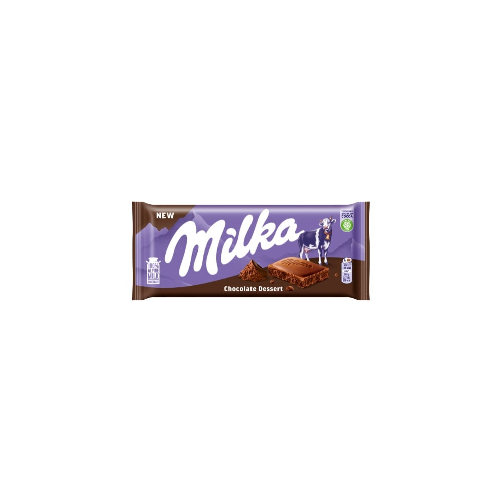 Pieninis šokoladas MILKA, iš Alpių pieno, su puriu kakaviniu įdaru (45%), 100