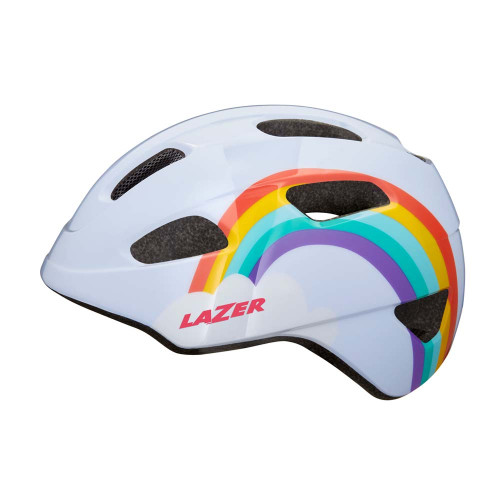 Šalmas LAZER Pnut KC Rainbow, 46-52cm (baltas)-Vaikiški-Šalmai