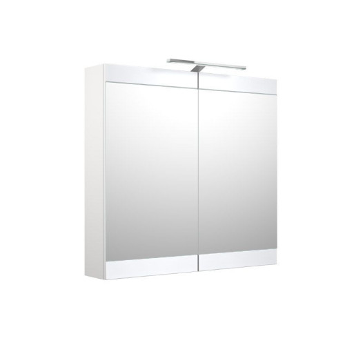 Spintelė su veidrodžiu SERENA RETRO 75 cm blizgiai balta, su LED šviestuvu, 1302411-Vonios