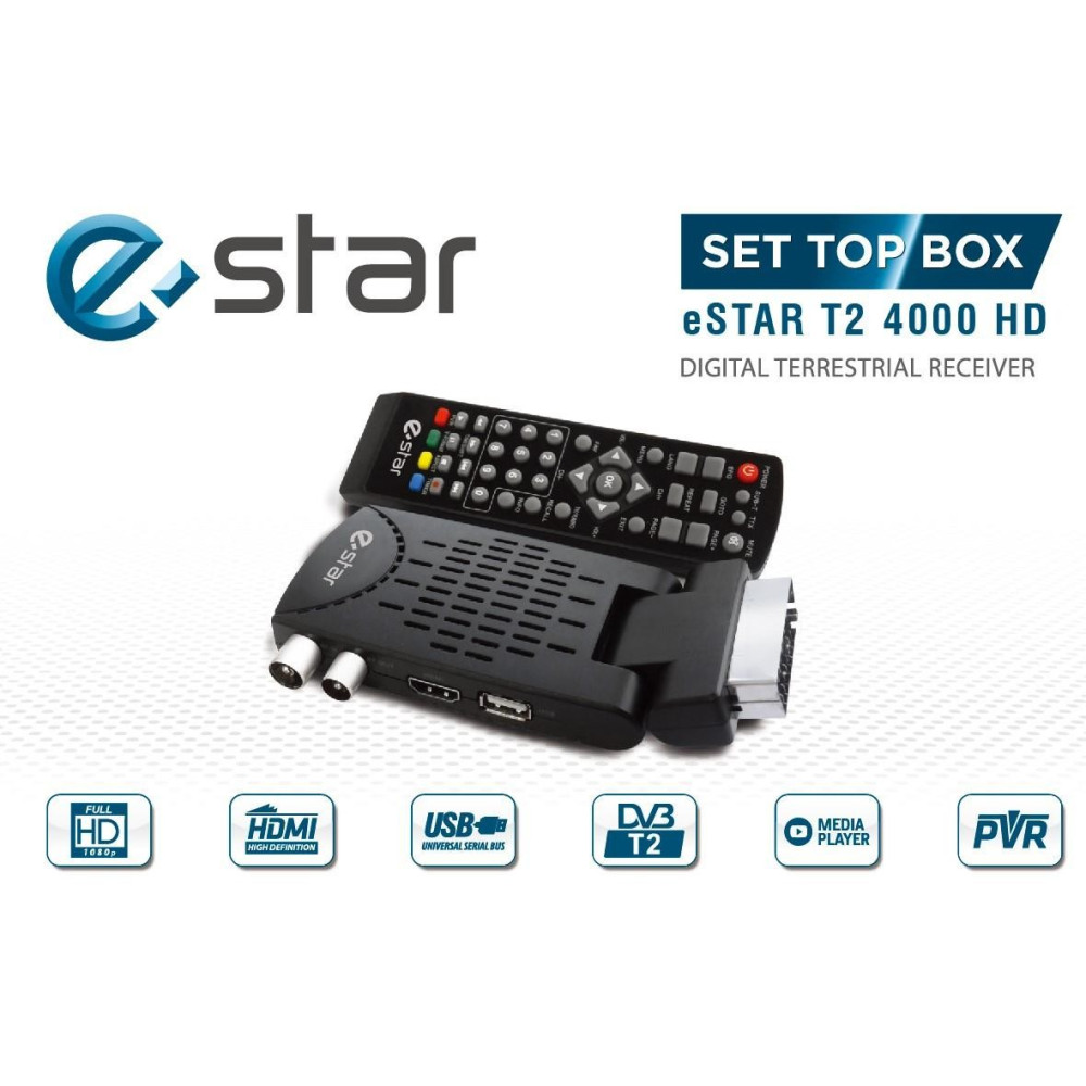 TV priedėlis eSTAR T2 4000 HD SCART, juodas-Priedai namų technikai-BUITINĖ TECHNIKA IR