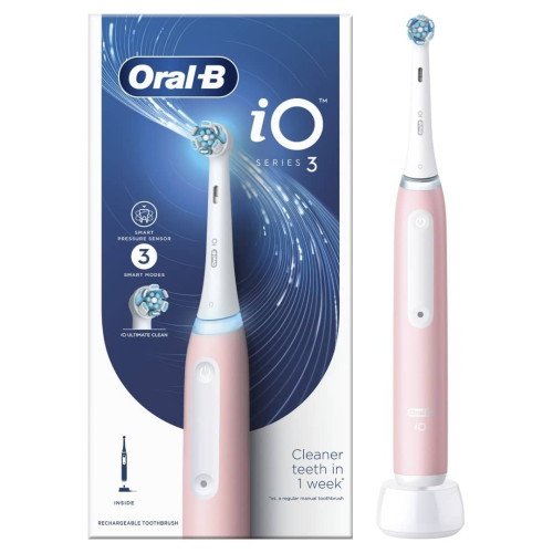 Elektrinis dantų šepetėlis Oral-B iO3 Blush Pink-Dantų šepetėliai-Dantų šepetėliai ir priedai