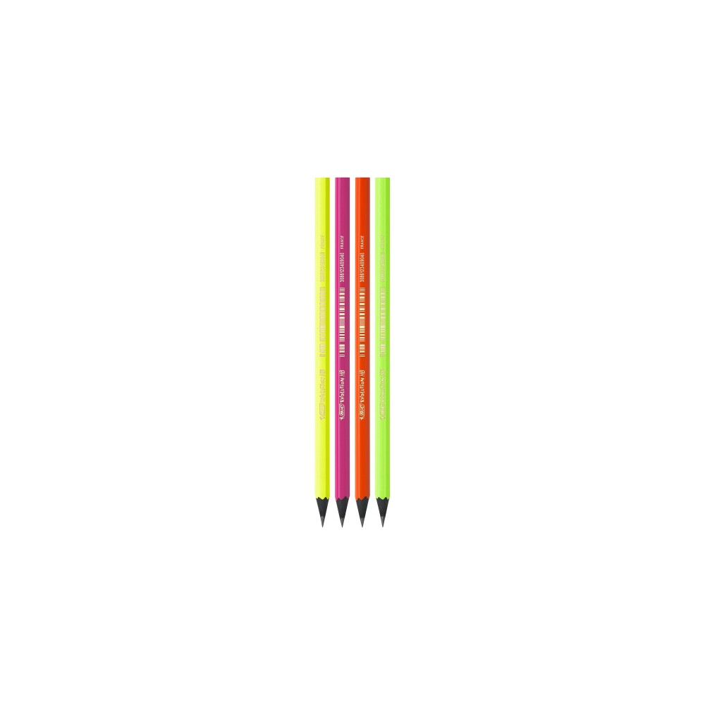 Bic Pieštukai Evolution Fluo HB, 4 vnt. rinkinys, įvairių korpuso spalvų