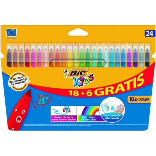 Bic Spalvoti Flomasteriai Kids Couleur 24 spalvų rinkinys 093350-Flomasteriai-Piešimo priemonės