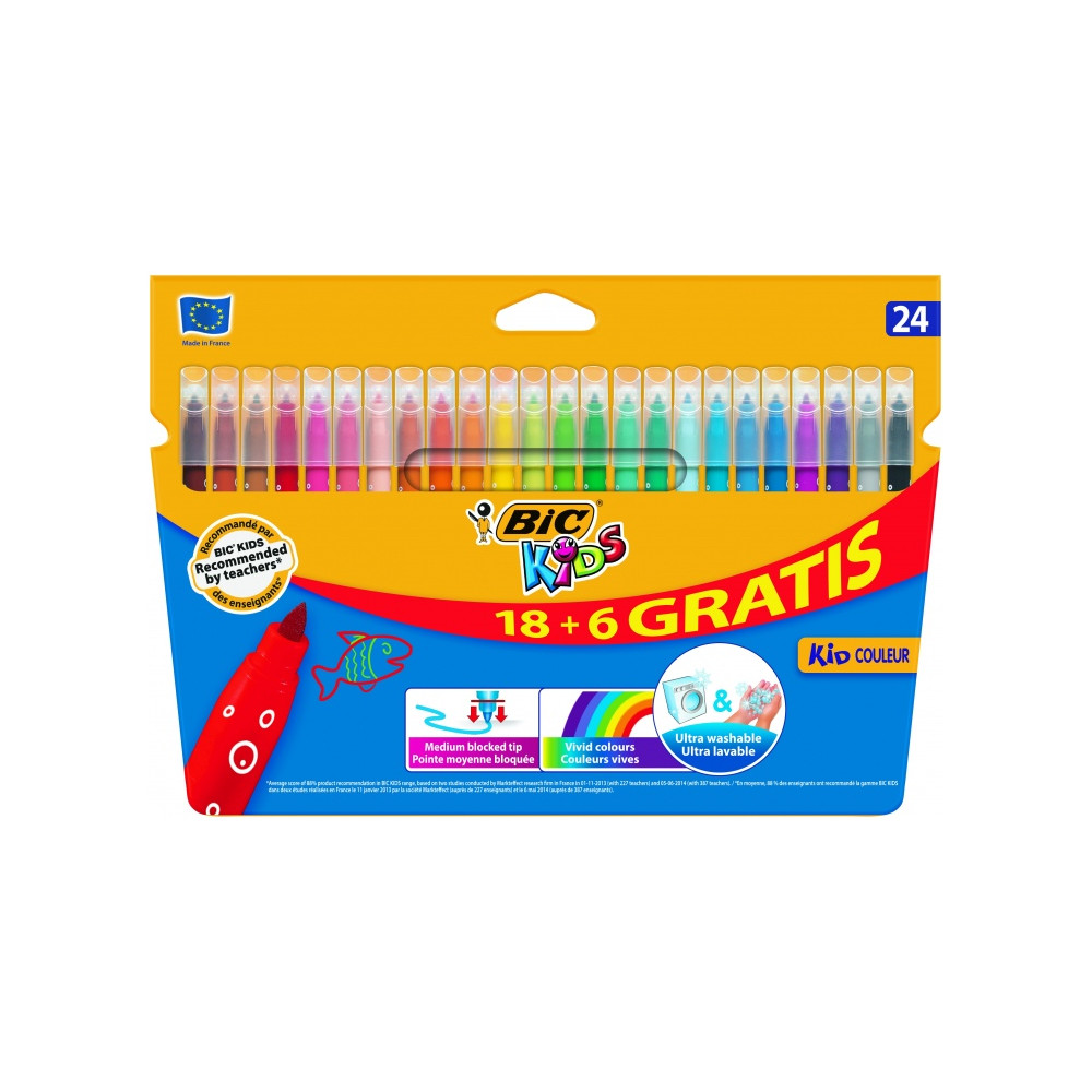 Bic Spalvoti Flomasteriai Kids Couleur 24 spalvų rinkinys 093350-Flomasteriai-Piešimo priemonės