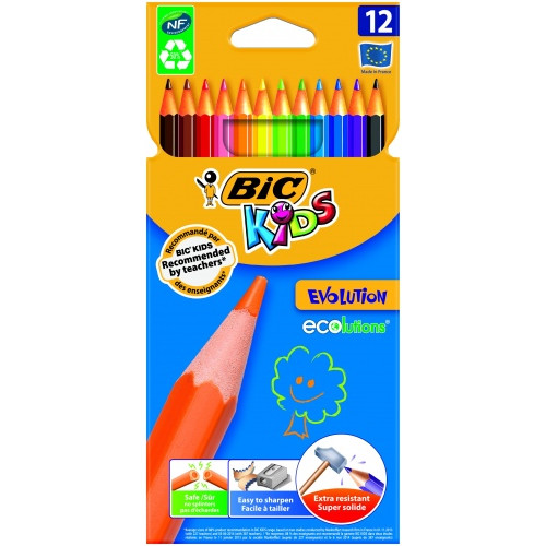 Bic Spalvoti pieštukai Kids Evolution 12 spalvų rinkinys 8290291-Neoriginalios spausdintuvų