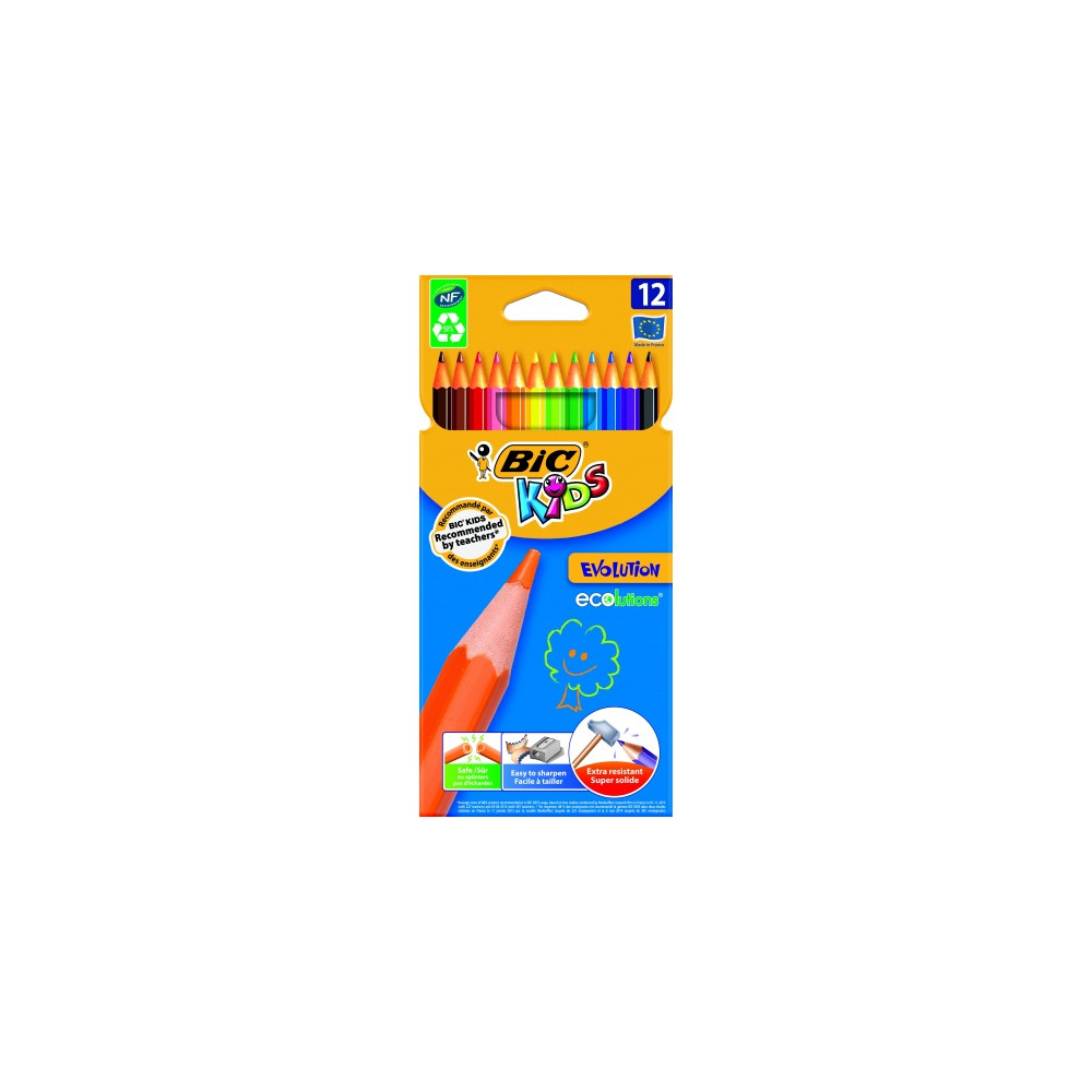 Bic Spalvoti pieštukai Kids Evolution 12 spalvų rinkinys 8290291-Neoriginalios spausdintuvų
