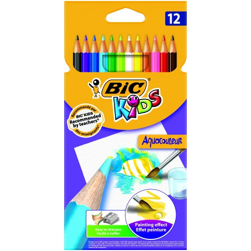 Bic Spalvoti pieštukai Aquacouleur 12 spalvų rinkinys 8575613-Spalvoti pieštukai-Piešimo