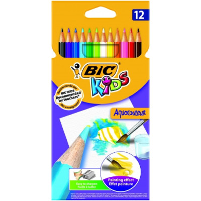 Bic Spalvoti pieštukai Aquacouleur 12 spalvų rinkinys 8575613-Spalvoti pieštukai-Piešimo
