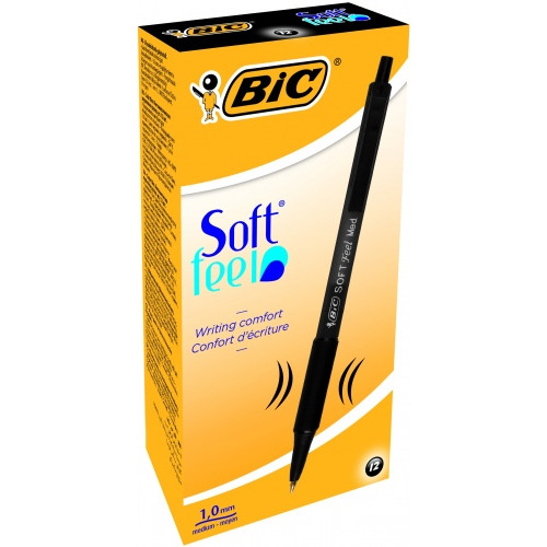 Bic Tušinukas Softfeel Clic 1.0 mm, juodas, pakuotėje 12 vnt. 914360-Tušinukai-Rašymo priemonės