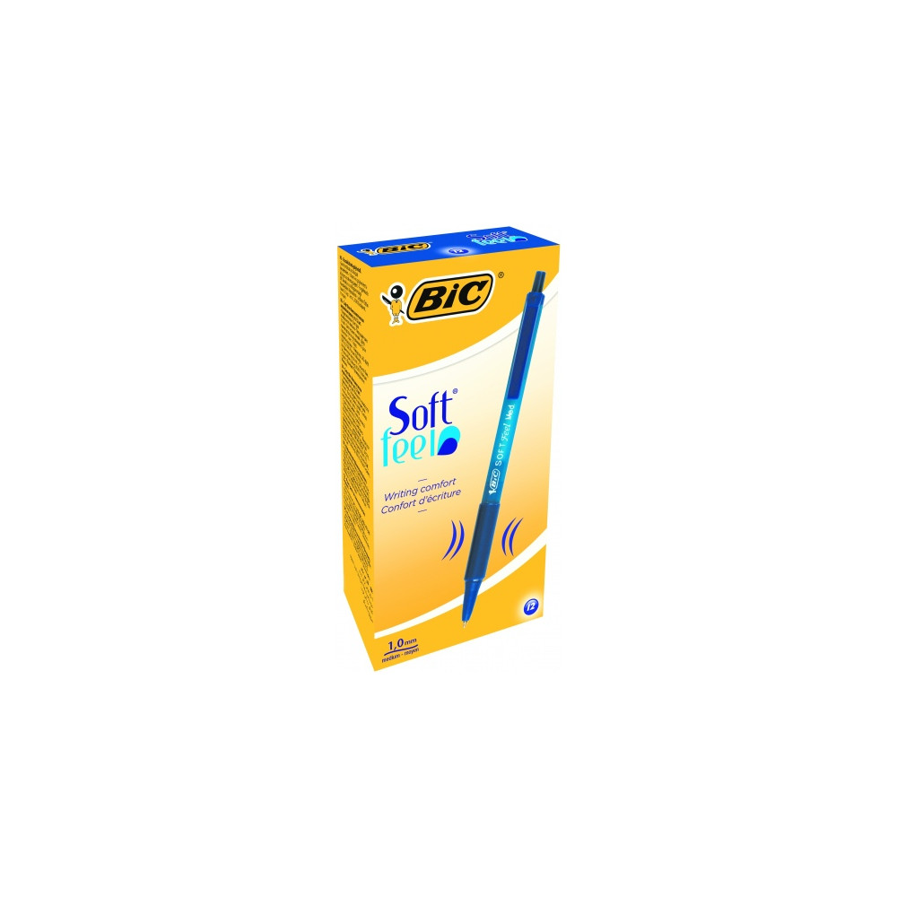 Bic Tušinukas Softfeel Clic 1.0 mm, mėlynas, pakuotėje 12 vnt. 914346-Tušinukai-Rašymo