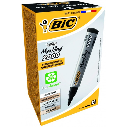 Bic Permanentinis žymeklis Eco 2000 2-5 mm, juodas, pakuotėje 12 vnt. 000095-Žymekliai-Rašymo