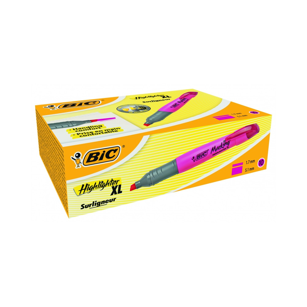 Bic Teksto žymeklis Highlighter XL 2-5 mm, rožinis, pakuotėje 10 vnt. 247130-Neoriginalios