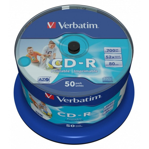 VERBATIM inkjet printable CD-R 80 min. / 700 MB 52x 50 vnt, kompaktiniai diskai-Kompaktinės