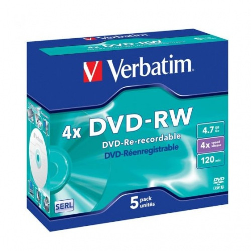 Verbatim DVD+RW, 4x, 4.7GB, 5vnt (43285)-Kompaktinės plokštelės-Kompiuterių priedai