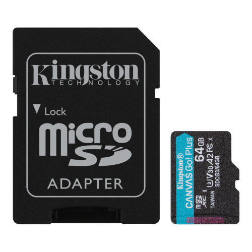 "Atminties kortelė Kingston microSD Canvas Go! Plus 64 GB, MicroSD, Flash memory. class 10, SD