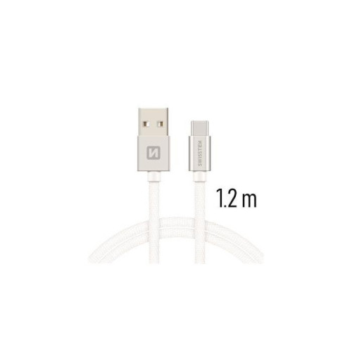 SWISSTEN TEXTILE. UNIVERSAL QUICK CHARGE. 3.1 USB-C DATA AND. CHARGING CABLE 1.2M.