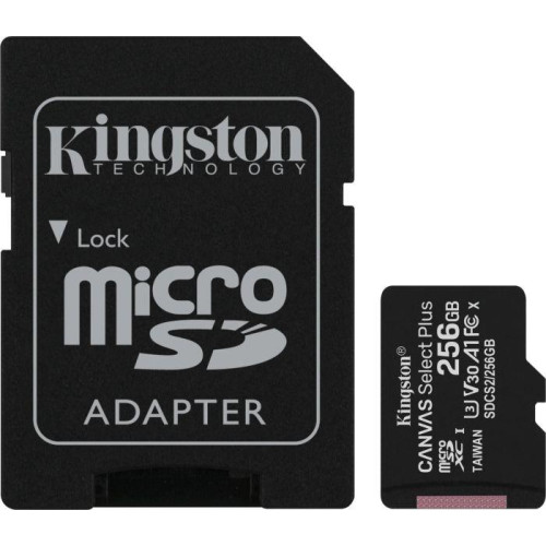 Atminties kortelė Kingston Canvas Select Plus UHS-I 256 GB, MicroSDXC, Flashmemory class 10