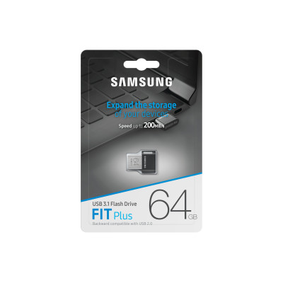 SAMSUNG MEMORY DRIVE FLASH USB3.1 64GB FIT PLUS MUF-64AB/APC-USB raktai-Išorinės duomenų
