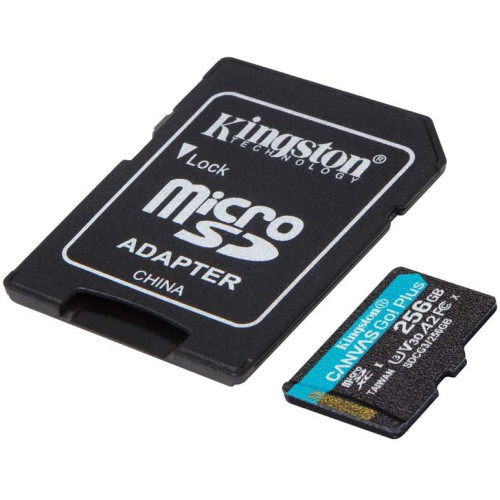 Atminties kortelės Kingston 256GB microSDXC Canvas Go Plus 170R A2 U3 V30 Card-Atminties