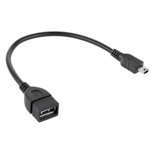 Kabelis USB2.0 A lizdas - mini USB B kištukas 0.2m, OTG, juodas-Laidai, kabeliai