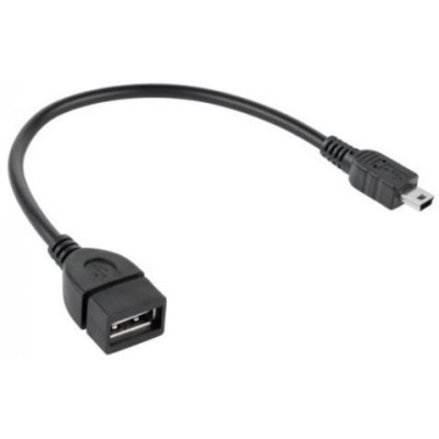 Kabelis USB2.0 A lizdas - mini USB B kištukas 0.2m, OTG, juodas-Laidai, kabeliai