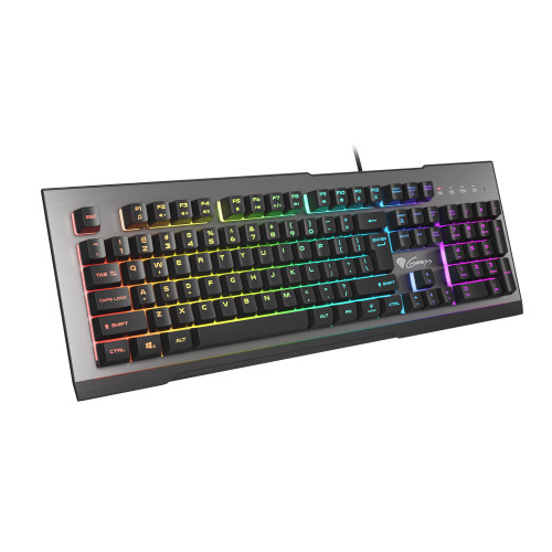 KLAVIATŪRA Genesis Rhod 500 Gaming keyboard, RGB LED light, US, Silver/Black