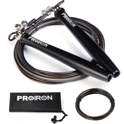 Šokdynė PROIRON Speed Skipping Rope Black, Steel wire/Aluminium, 300 cm-Šokdynės-Fitnesas
