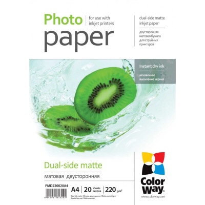 Fotopopierius ColorWay Matte Dual-Side Photo Paper, 20 sheets, A4, 220 g/m²-Popierius ir