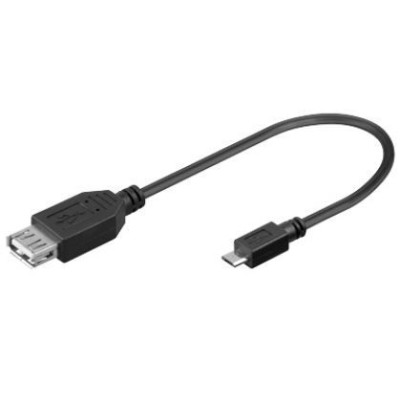 Kabelis USB2.0 A lizdas - micro USB Bkištukas 0.2m, OTG, juodas-Kompiuteriniai