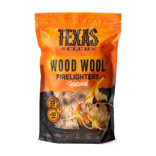 Įdegtukai Texas Club WOOD WOOL Vilnos 25 vnt-Kepsninių priedai-Kepsninės ir priedai