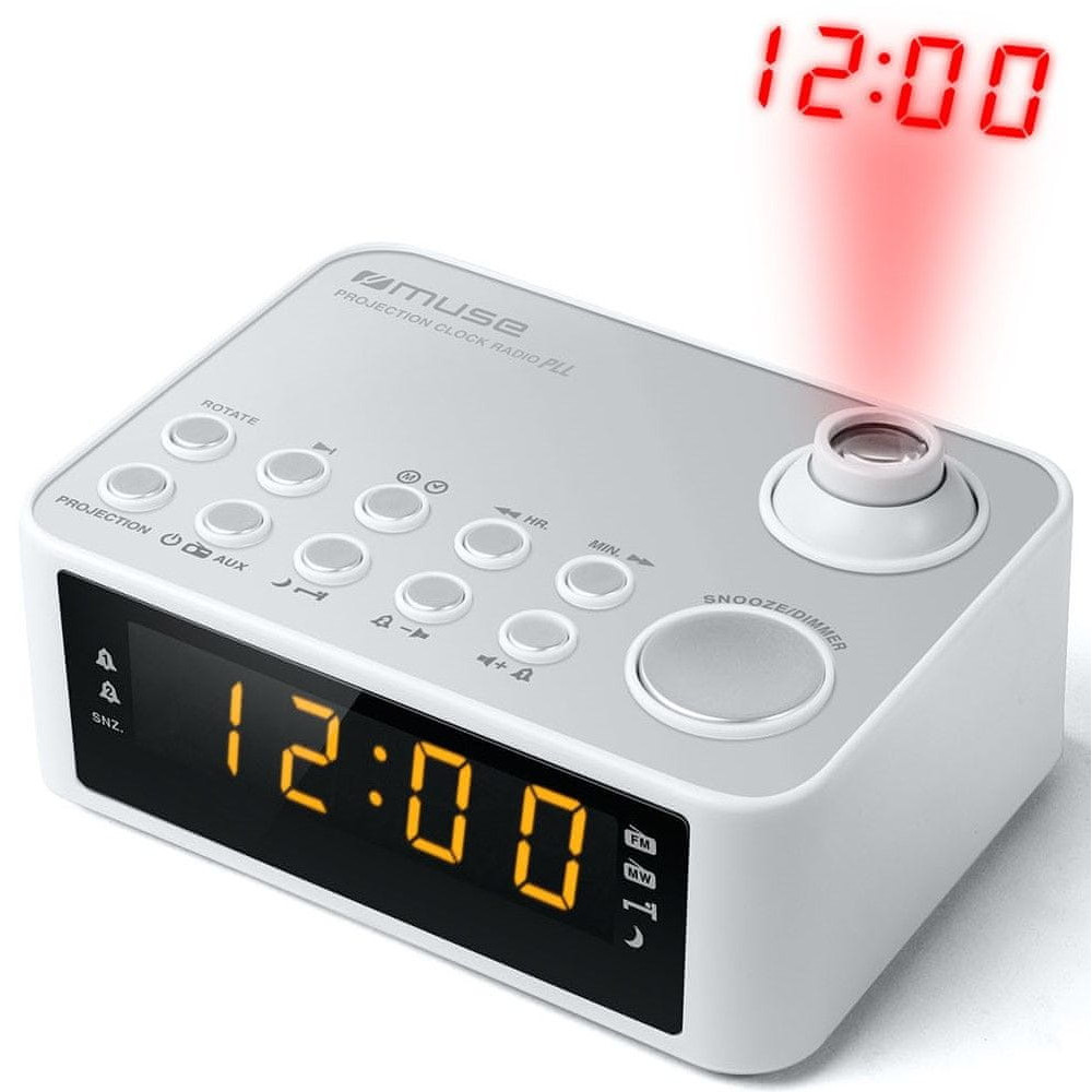 Muse Clock radio M-178PW White, 0.9 inch amber LED, with dimmer-Radijo prietaisai-Garso