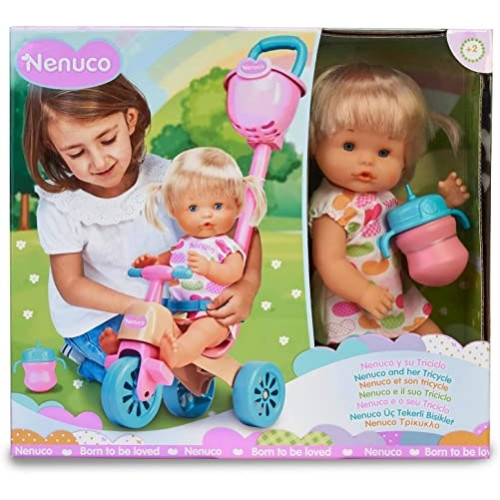 Ecost prekė po grąžinimo Nenuco and Her Tricycle Baby Doll lėlė su miela suknele, rožinis