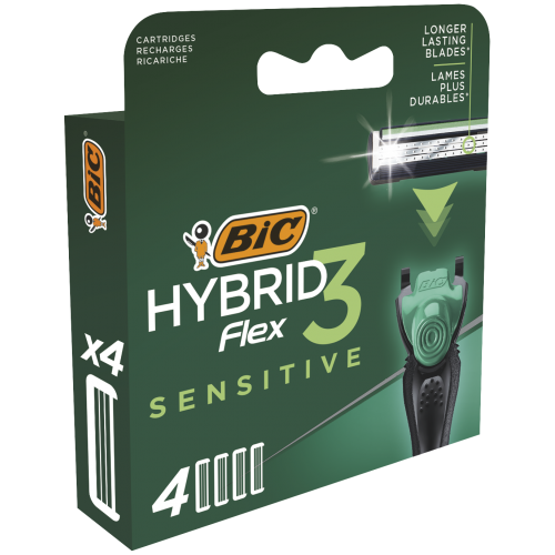 BIC Skustuvo keičiamos galvutės HYBRID 3 FLEX SENSITIVE (4 vnt.)-Neoriginalios spausdintuvų