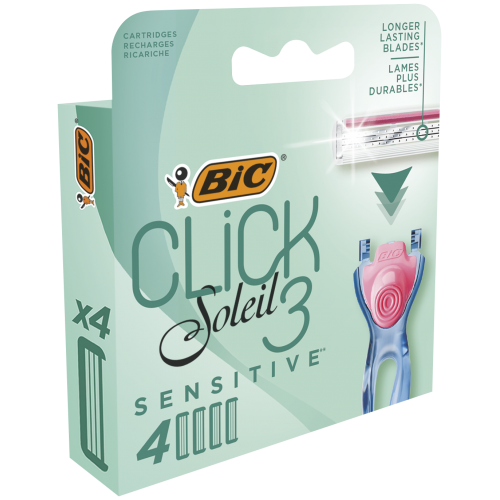 BIC Skustuvo keičiamos galvutės SOLEIL CLICK SENSITIVE (4 vnt.)-Neoriginalios spausdintuvų