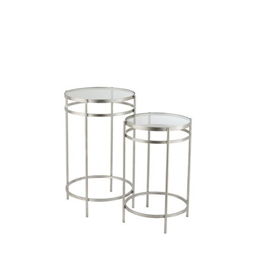 Staliukas veidrodinis dviejų dalių sidabrinis "Laure"-Stalai, kavos staliukai-Valgomojo baldai