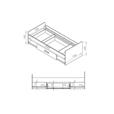 Lova 90x200 AIQ AQ12 pilka platininė / balta / jūrinė-Lovos-Vaikų kambario baldai