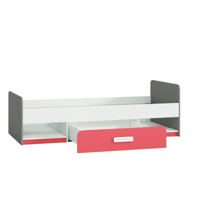 Lova 90x200 AIQ AQ12 pilka platininė / balta / pudros rožinė-Lovos-Vaikų kambario baldai